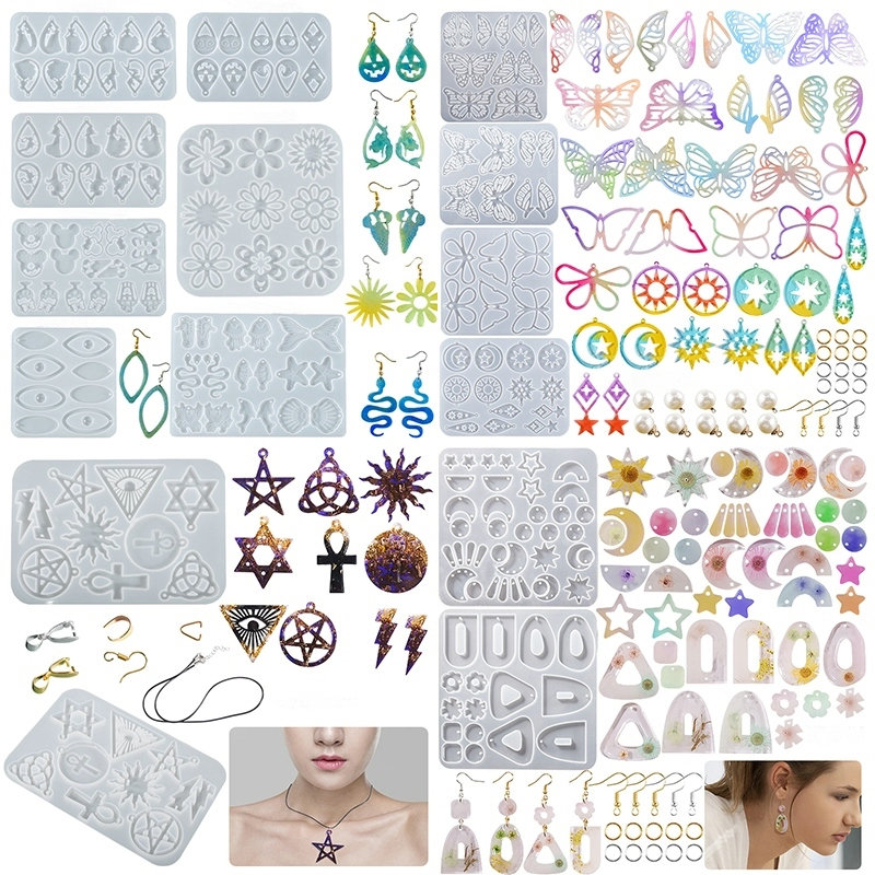 Resin Art Kit With Molds - Küpe Kolye silikon kalıp Epoksi Reçine