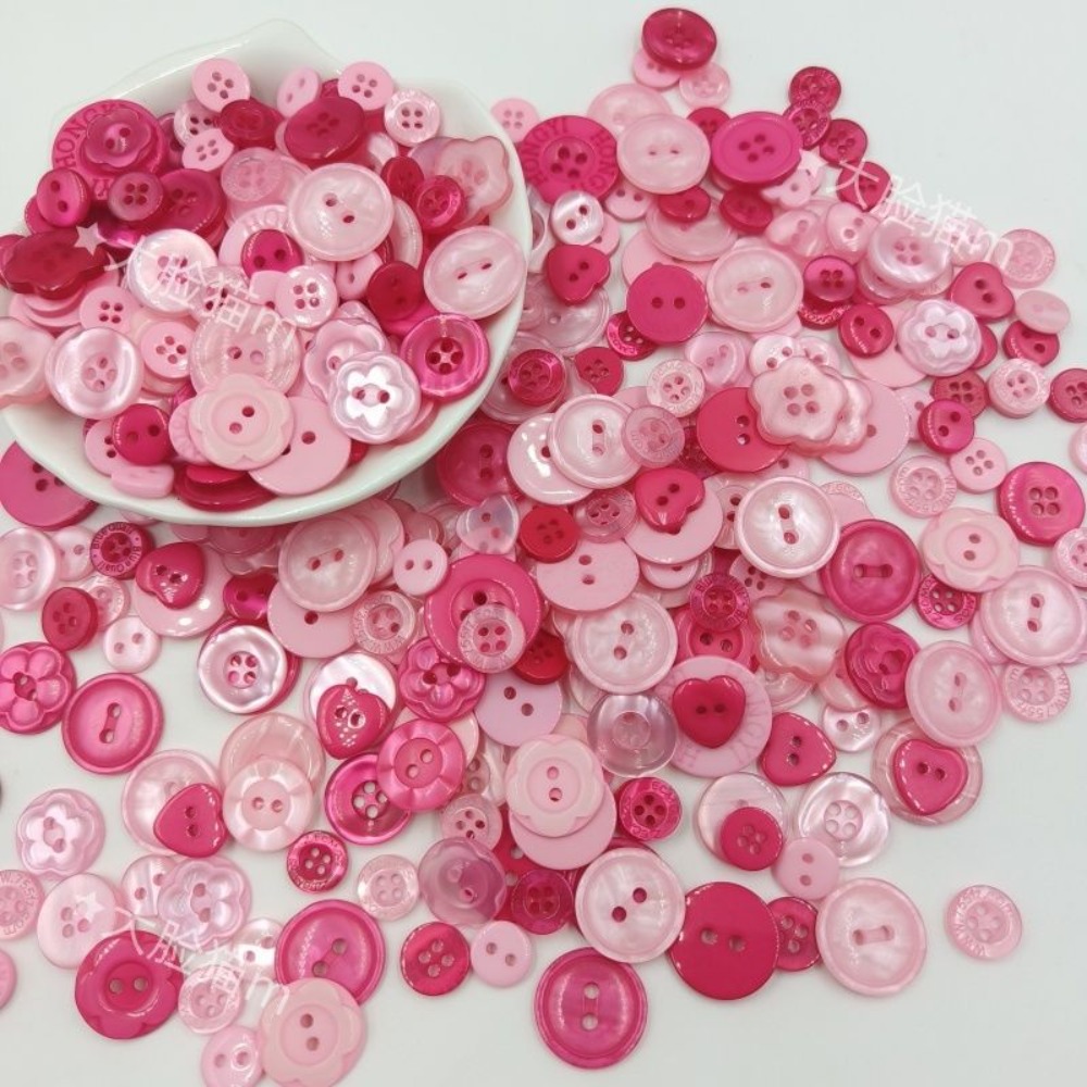 Resin Art Baby - 50 Adet Sevimli Pembe Düğmeler, Karışık