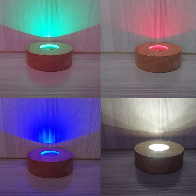 Resin Art Stand - 8cm yuvarlak ahşap LED ışık ekran