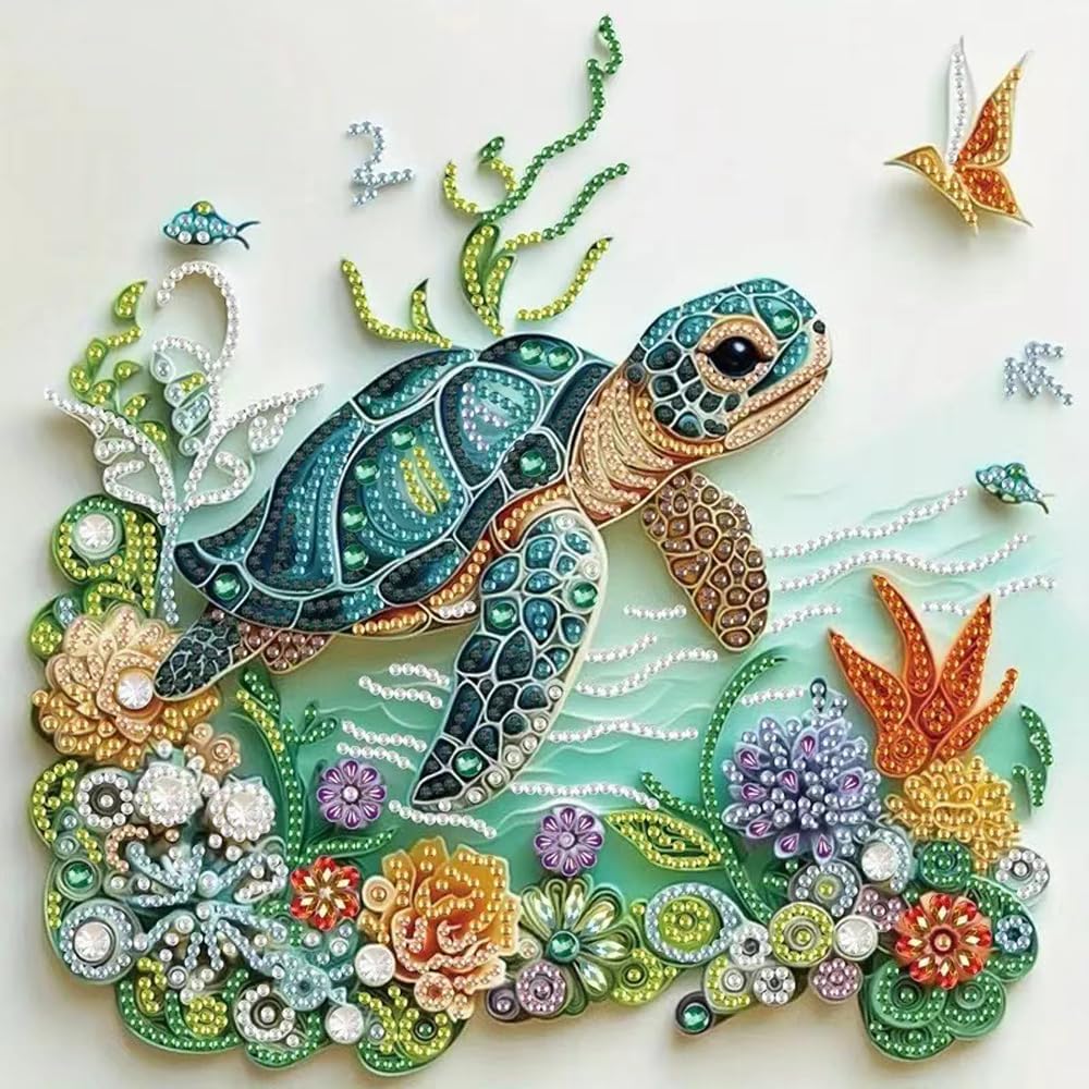 Resin Art For Beginner - Deniz Kaplumbağası Hayvan Figürlü Elmas Boyama