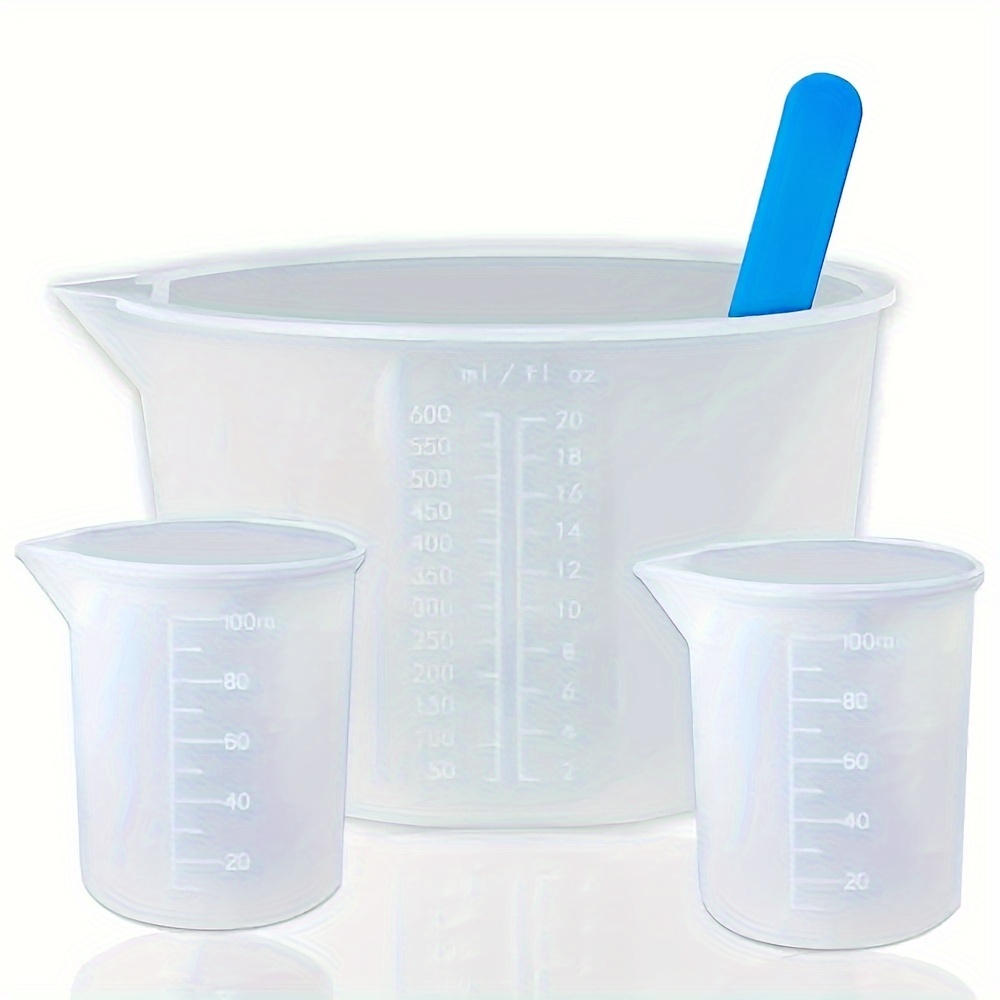 Resin Art Tools - Silikon Ölçüm Kapları, 600ml/20oz&100ml Kalınlaştırıcı ve