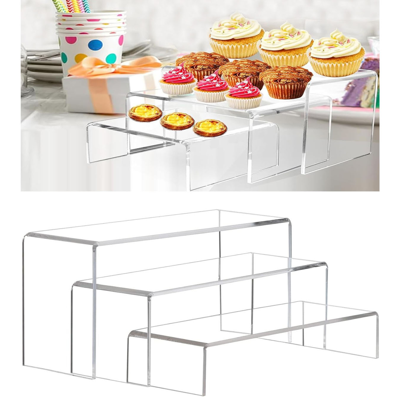 Resin Art Stand - 3 adet akrilik teşhir rafı, POP