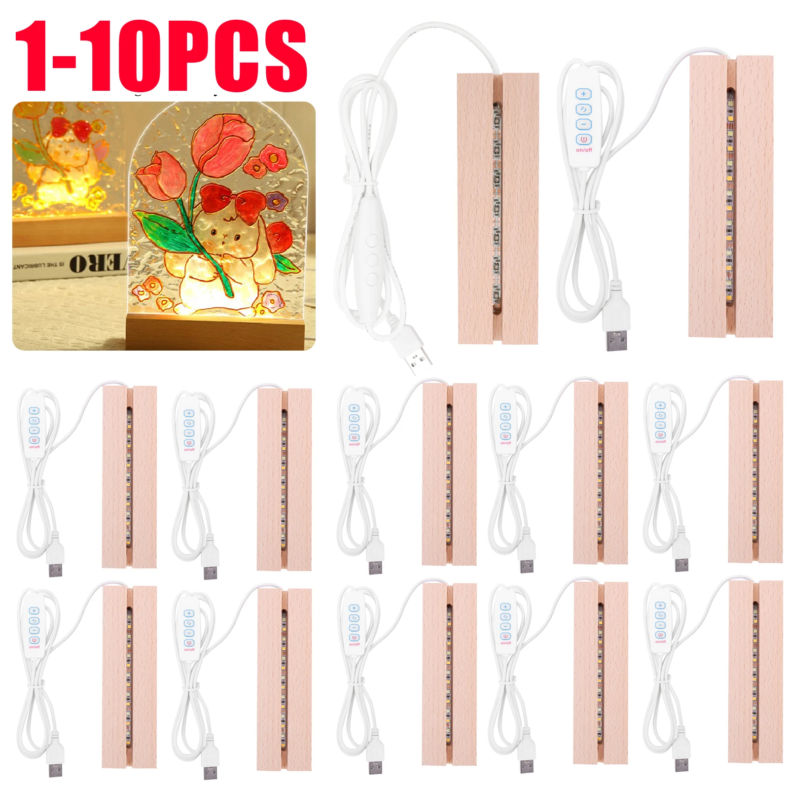 Resin Art Stand - 1-10 adet LED Ahşap Işık Ekranı