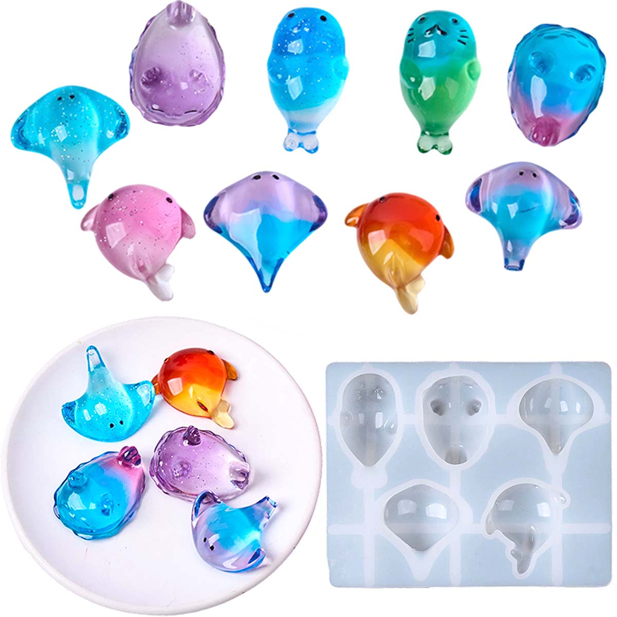 Resin Art Tools - 3D Şifalı Kawaii Manta Ray Balinası