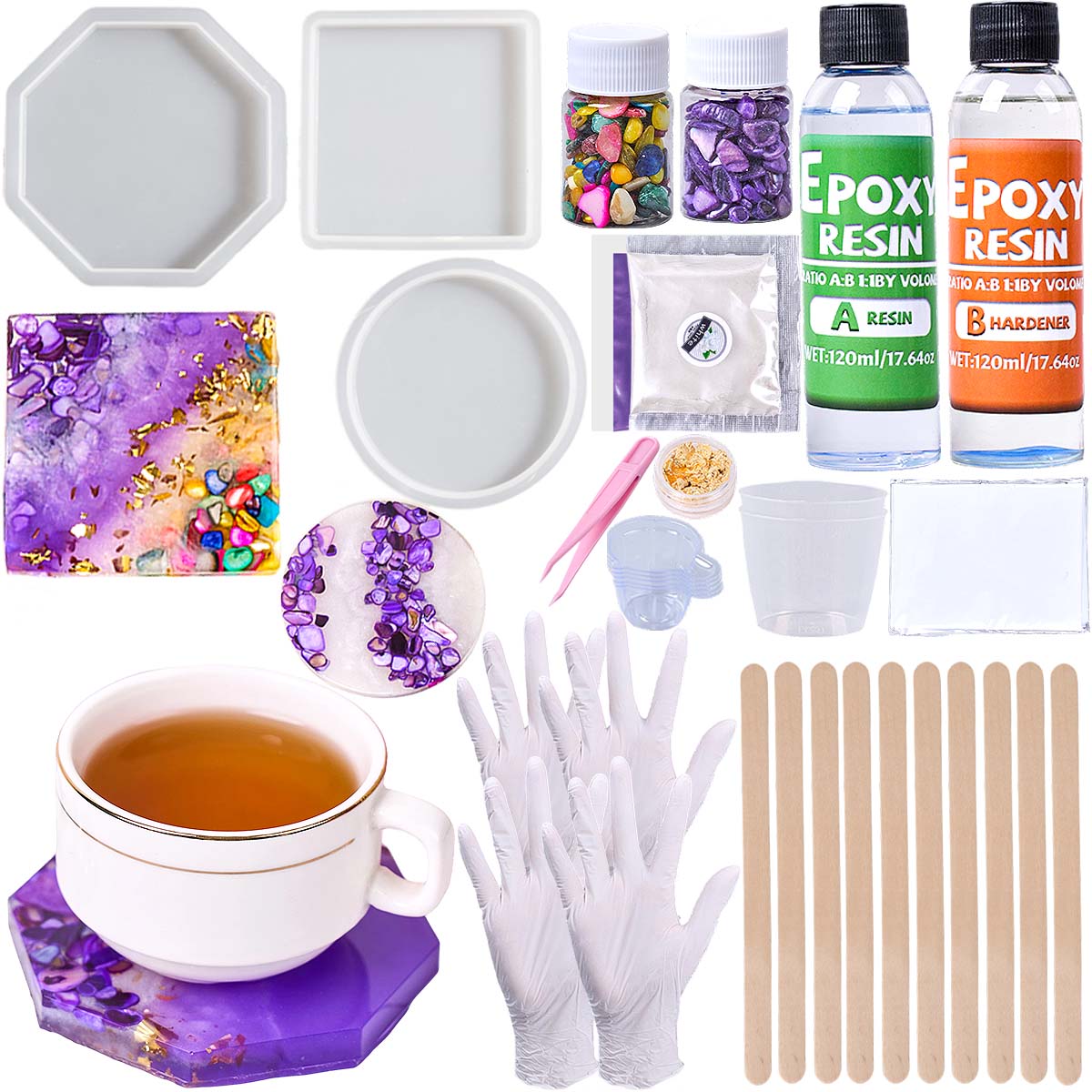 Epoxy Resin Ab - Epoksi Reçine Bardak Altlığı Yapım Seti,