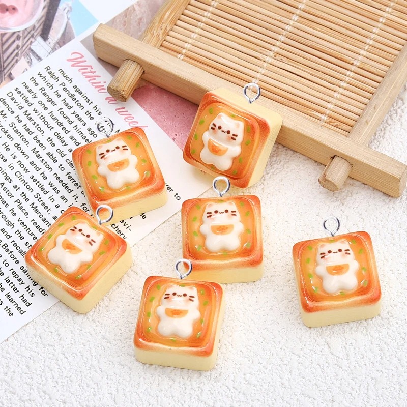 Resin Art Engagement - 10 adet Kawaii Kedi Tost Ekmeği