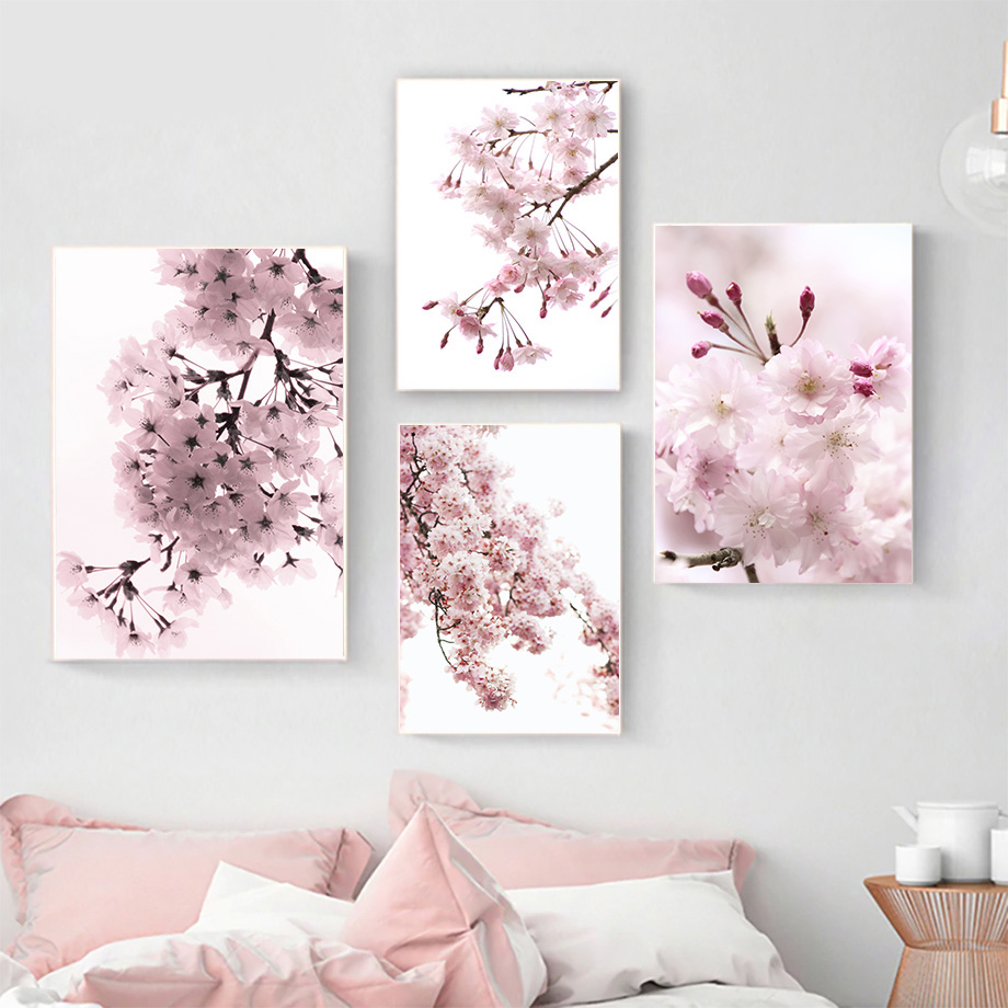 Resin Art Quotes - Çerçevesiz Elmas Boyama Kiraz Çiçekleri Pembe