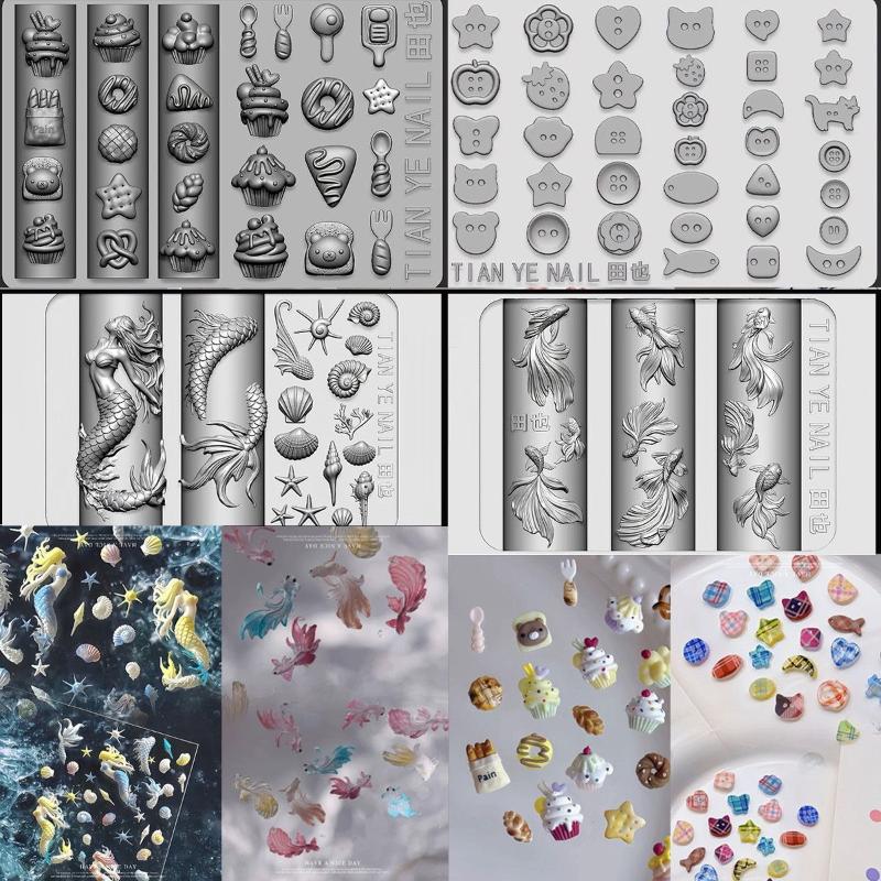 Resin Art Templates Free - 3D Yumuşak Silikon Tırnak Okyanus Denizkızı