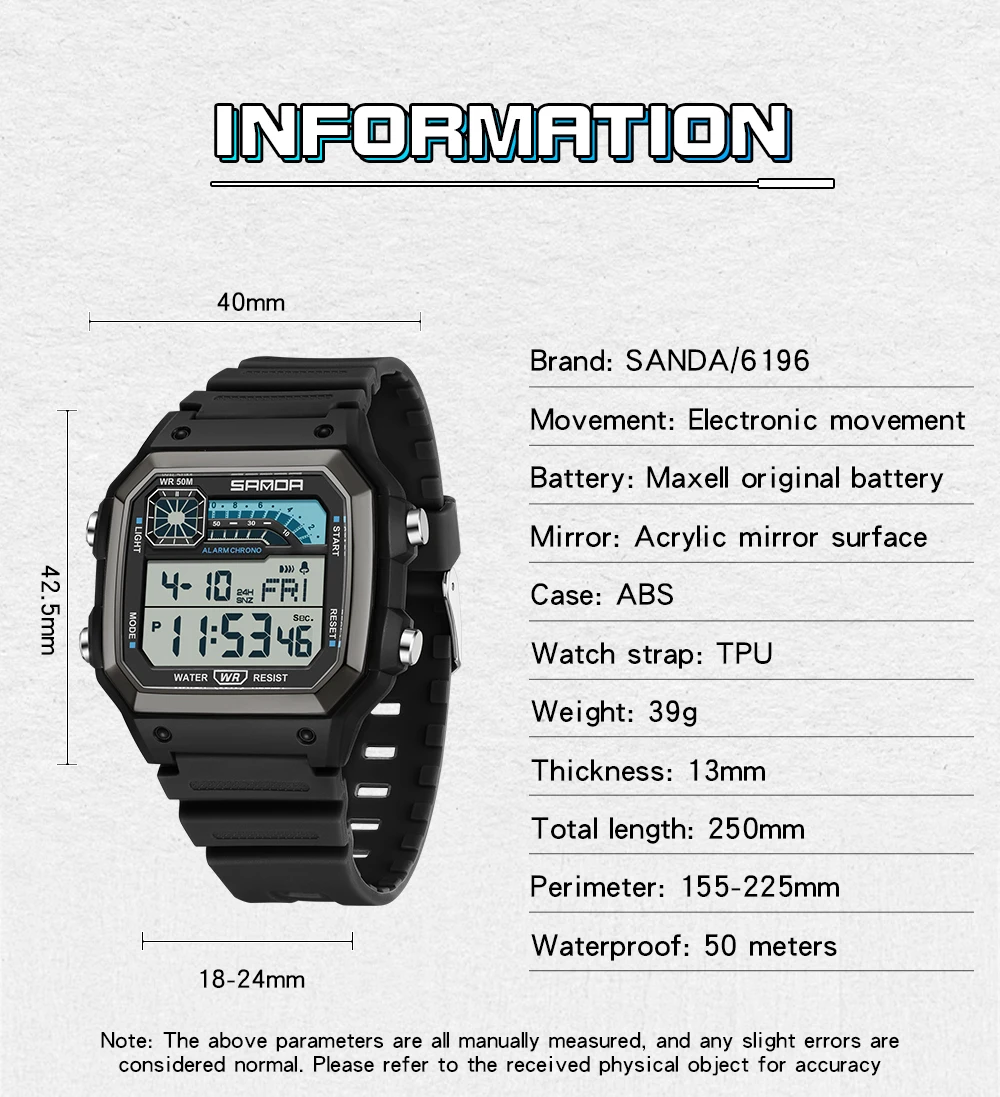 SANDA 6196 erkekler elektronik - Resin Art Underwater incelemesi ve fiyatı