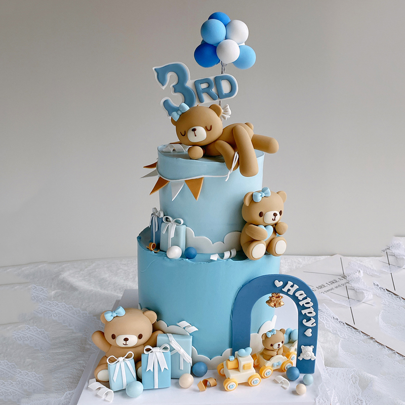 3D Pembe Mavi Ayı Pasta Süsü D - Resin Art Baby incelemesi ve fiyatı