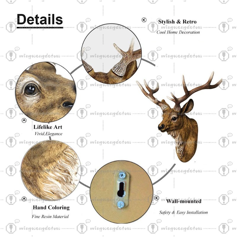 17 inçlik Sahte Geyik Başı, Sa - Resin Art Decor incelemesi ve fiyatı